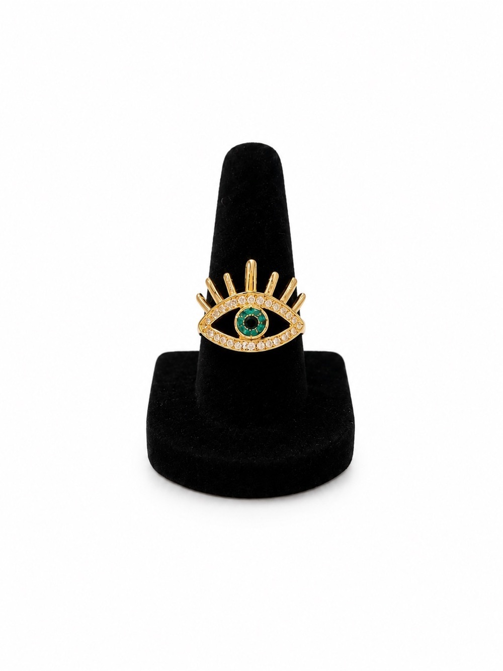 Evil Eye Blue Iris Crystal Gold Size 7 Women’s Ring Jewelry